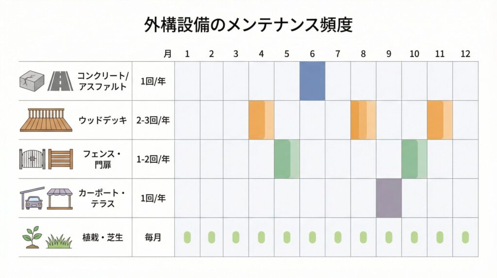 設備別メンテナンス頻度一覧表 - 各設備のメンテナンス頻度を視覚化
