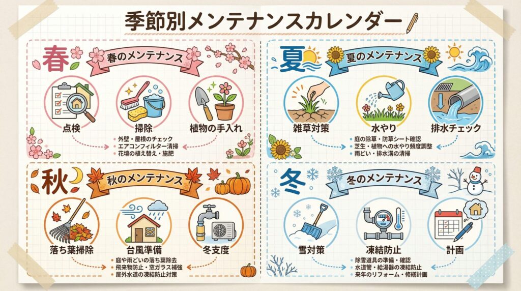 季節別メンテナンスカレンダー - 四季それぞれの作業内容