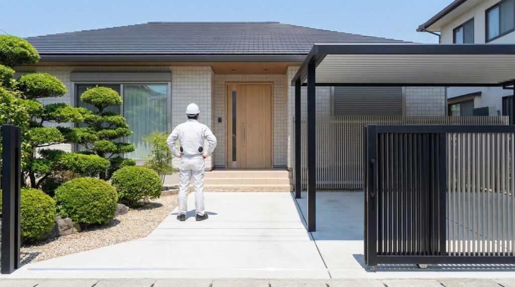 綺麗に管理された外構の全景 - 完成された美しい外構