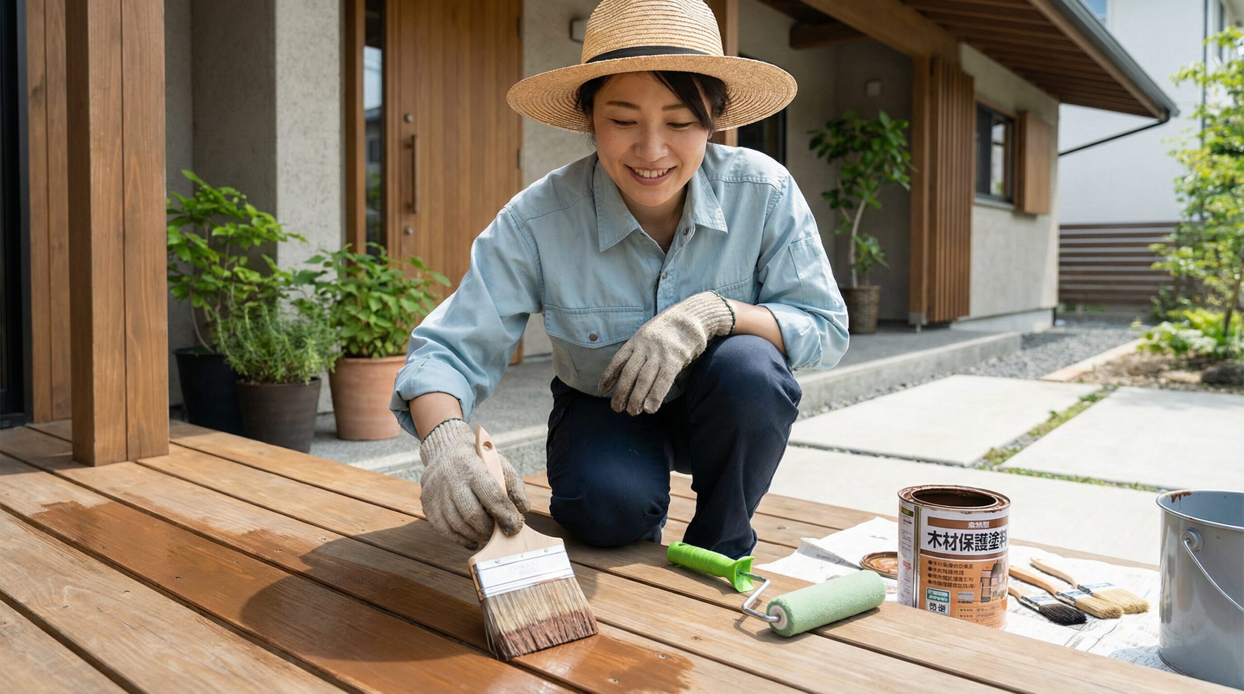 DIYで外構メンテナンスを行うホームオーナーのイメージ