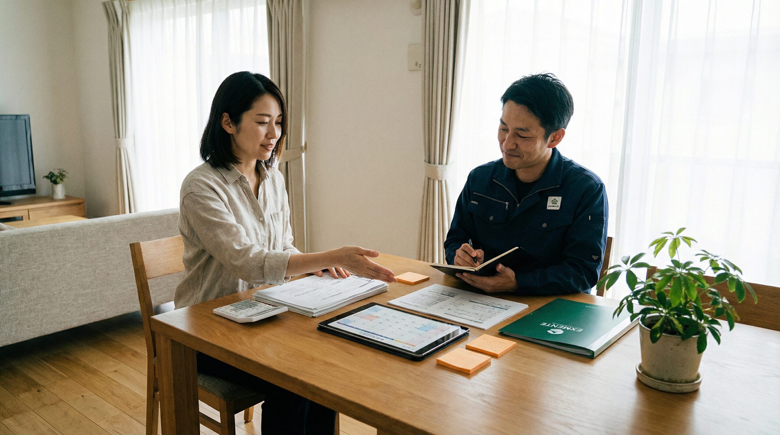 外構業者との値引き交渉シーン